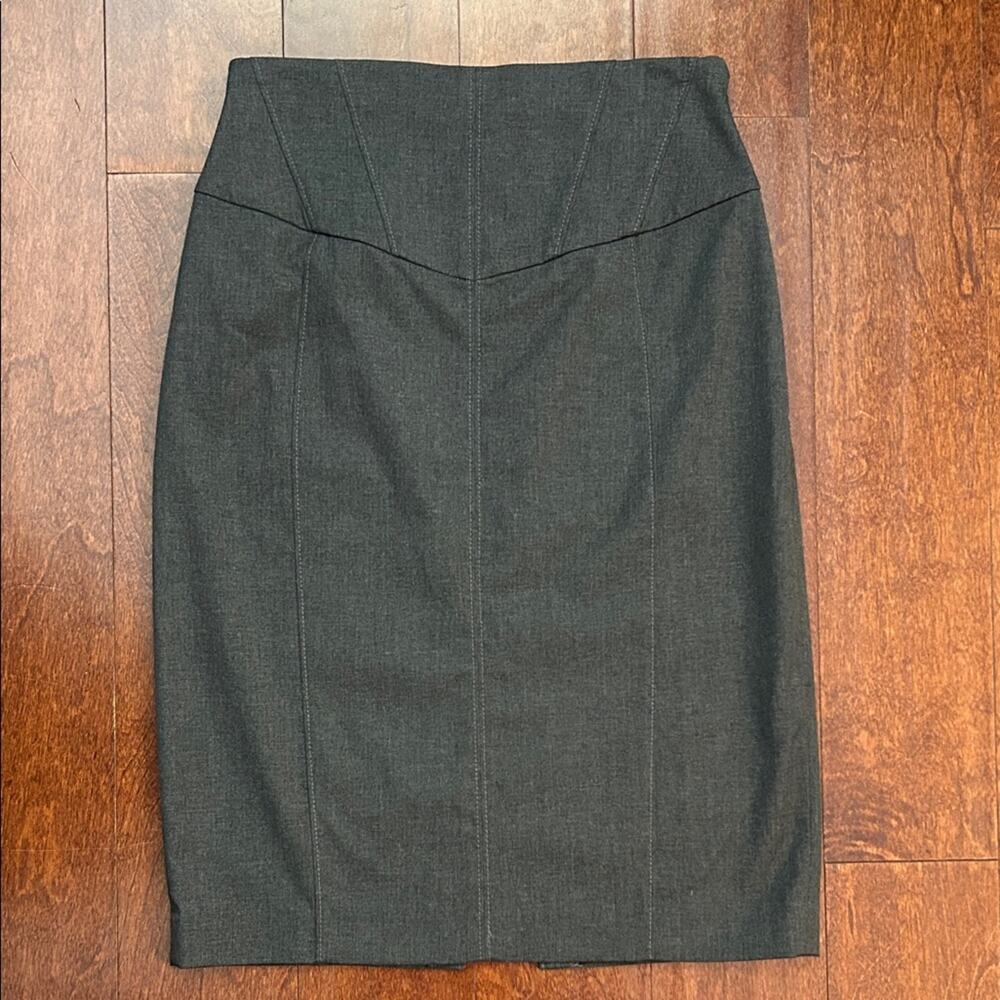 Express Gray Office Siren Pencil Skirt With Lace-Up Back Detail, Size 4